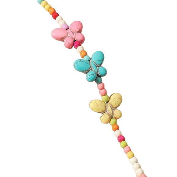 Colorful Stone Beaded Butterfly Ankle Bracelet - Picture 3 of 4